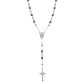 Stainless Steel And Black Rubber Rosasry Necklace