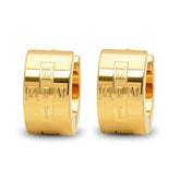 SteelTime Women's Stainless Steel Huggie Earrings With Roman Numeral Accents - Steel Time