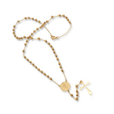18K Gold Plated Stainless Steel Rosary Necklace - Steel Time