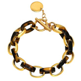 Tortoise Shell Padlock Bracelet - Steel Time