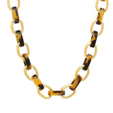 Tortoise Shell Padlock Pendant Necklace - Steel Time