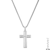 Black Ip Stainless Steel And Simulated Diamond Spinning Cross Pendant