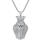 Special 18K Gold Plated King Snake Pendant with Simulated Diamonds - Steel Time