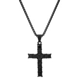 Black Ip Stainless Steel And Simulated Diamonds Cross Pendant