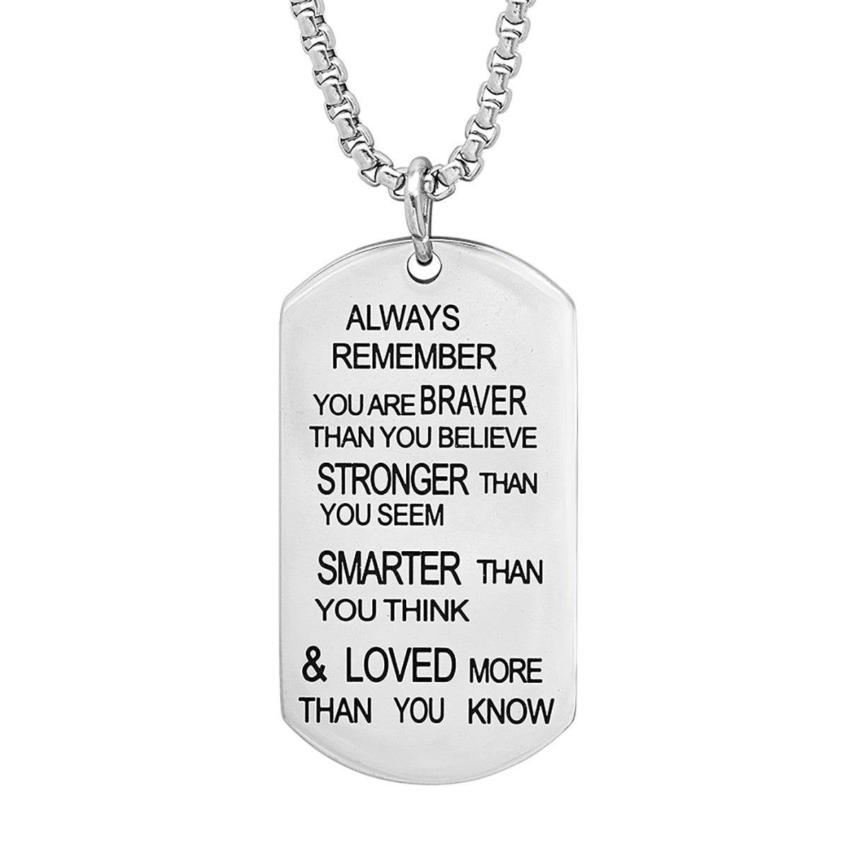 Always Remember Dog Tag Pendant - Steel Time