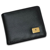 Stainless Steel Curb Bracelet With Cross Accent / With Simulated Leather Lords Prayer Wallet - Steel Time