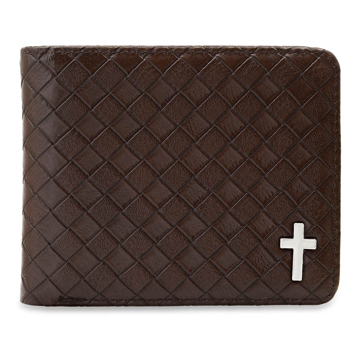 Braided Vegan Leather Cross Wallet - Steel Time