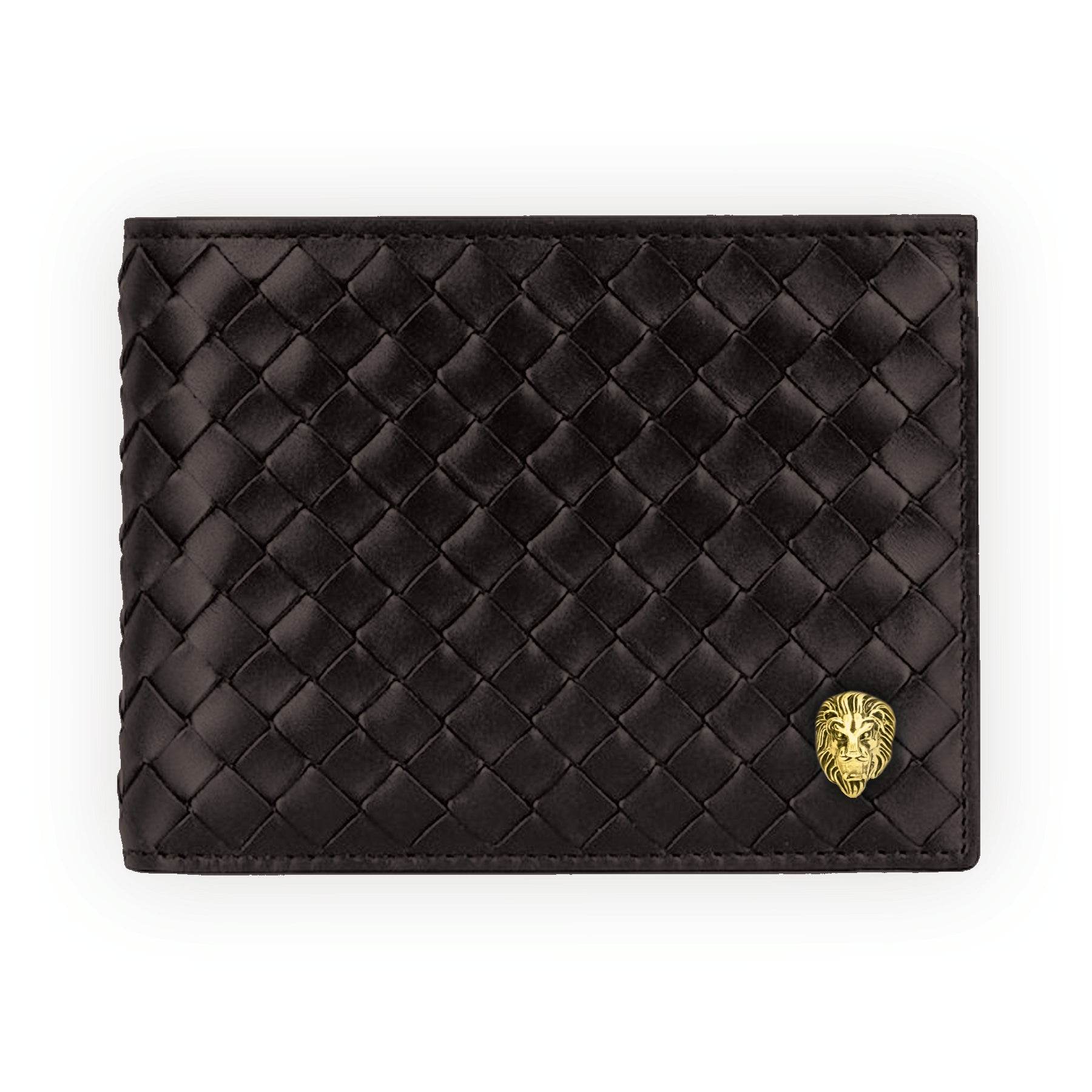 Braided Black Vegan Leather Lionhead Wallet - Steel Time