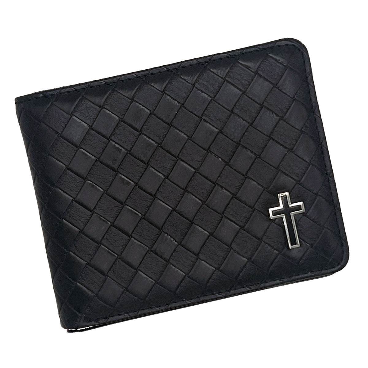 Braided Vegan Leather Cross Wallet - Steel Time
