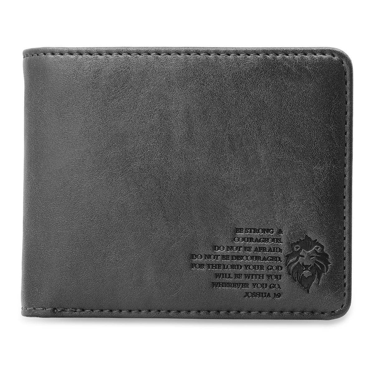 Black Vegan Leather Lionhead Wallet - Steel Time