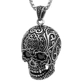 Skull Pendant with Simulated Diamonds - Steel Time