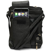 Unisex Super Soft Leather Crossbody Bag with 5 Compartments a Phone Pocket and Carrying Strap - Steel Time