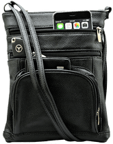 Unisex Super Soft Leather Crossbody Bag with 6 Compartments and Carrying Strap - Steel Time