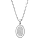 Stainless Steel & Mother Of Pearl Lady Of Guadalupe Pendant - Steel Time