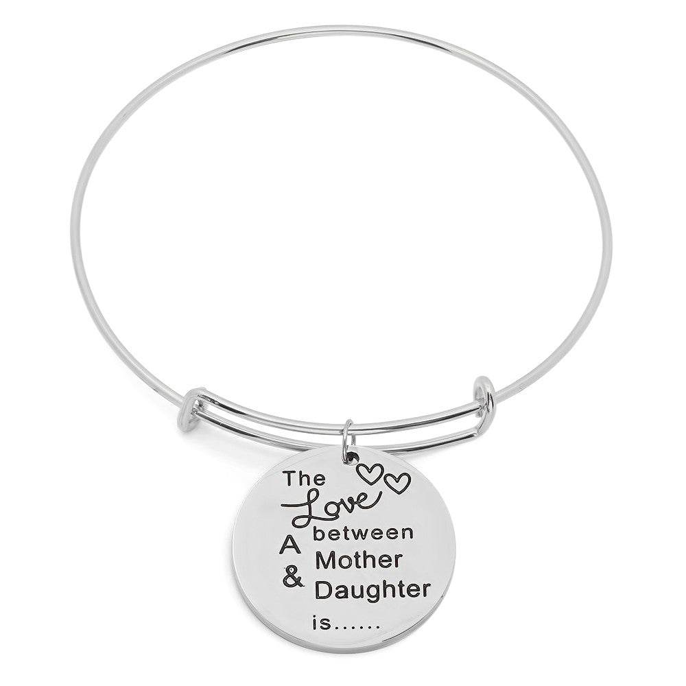 SteelTime Women's Stainless Steel Double Sided 'The Love Between A Mother And Daughter Is�' 'Forever And Ever' Charm Bracelet - Steel Time
