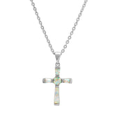 Women's Brass Genuine Opal Cross Necklace