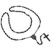 SteelTime Women's Black Ip Stainless Steel Beaded Rosary - Steel Time