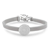 Solitaire Charm Our Father Prayer Mesh Bracelet - Steel Time
