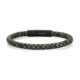Gray Speckled Leather Braided Bracelet - Steel Time