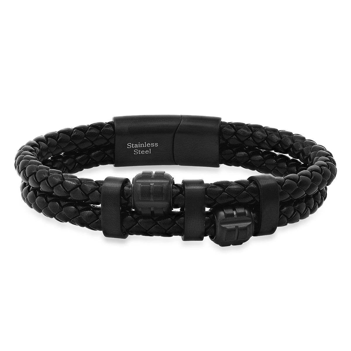 Woven Leather Foundation Bracelet - Steel Time