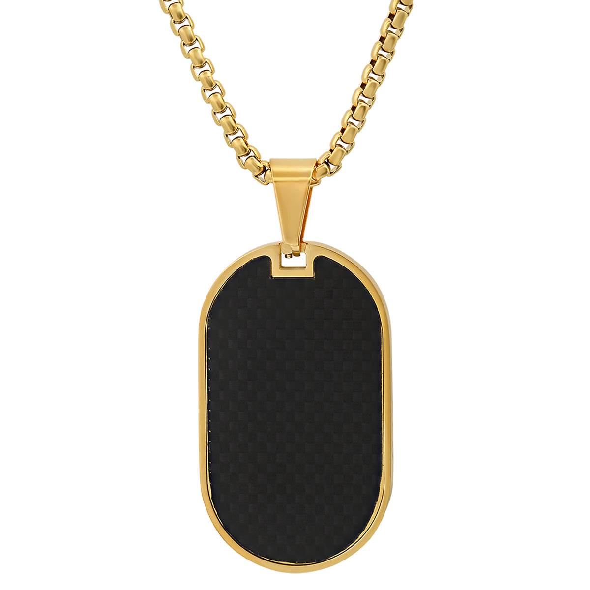 Carbon Fiber Dog Tag Pendant - Steel Time