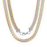 Python Two-Tone Flat Cuban Chain Link Necklace - Steel Time