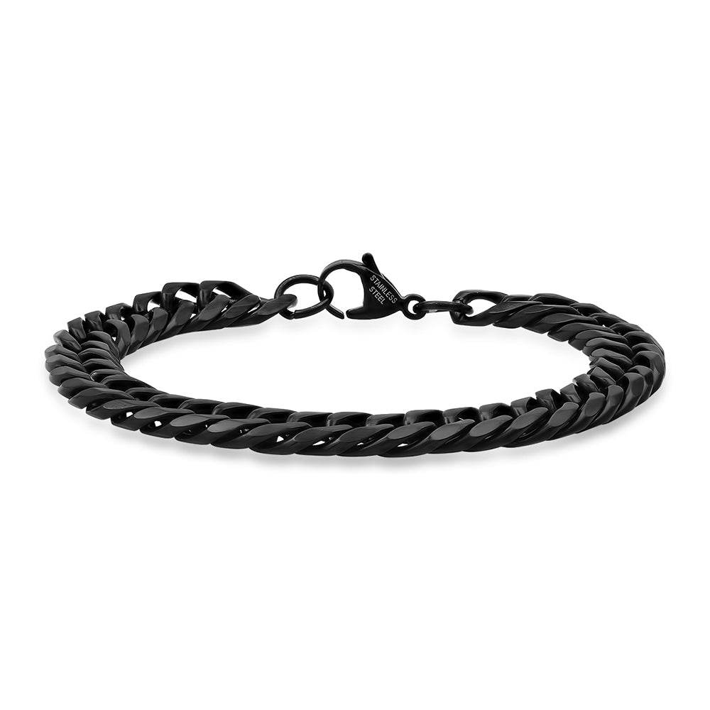Midnight Ox Cuban Link Chain Bracelet - Steel Time