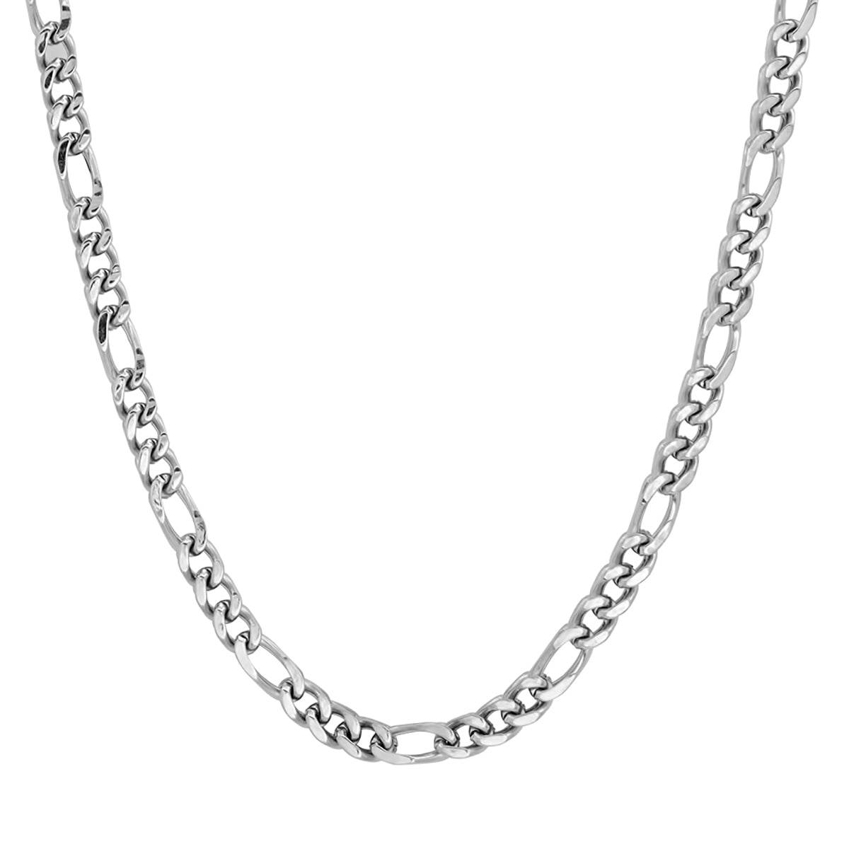 Slim Figaro Wheat Chain Necklace - Steel Time