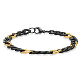 Two Tone Figaro Chain Bracelet - Steel Time