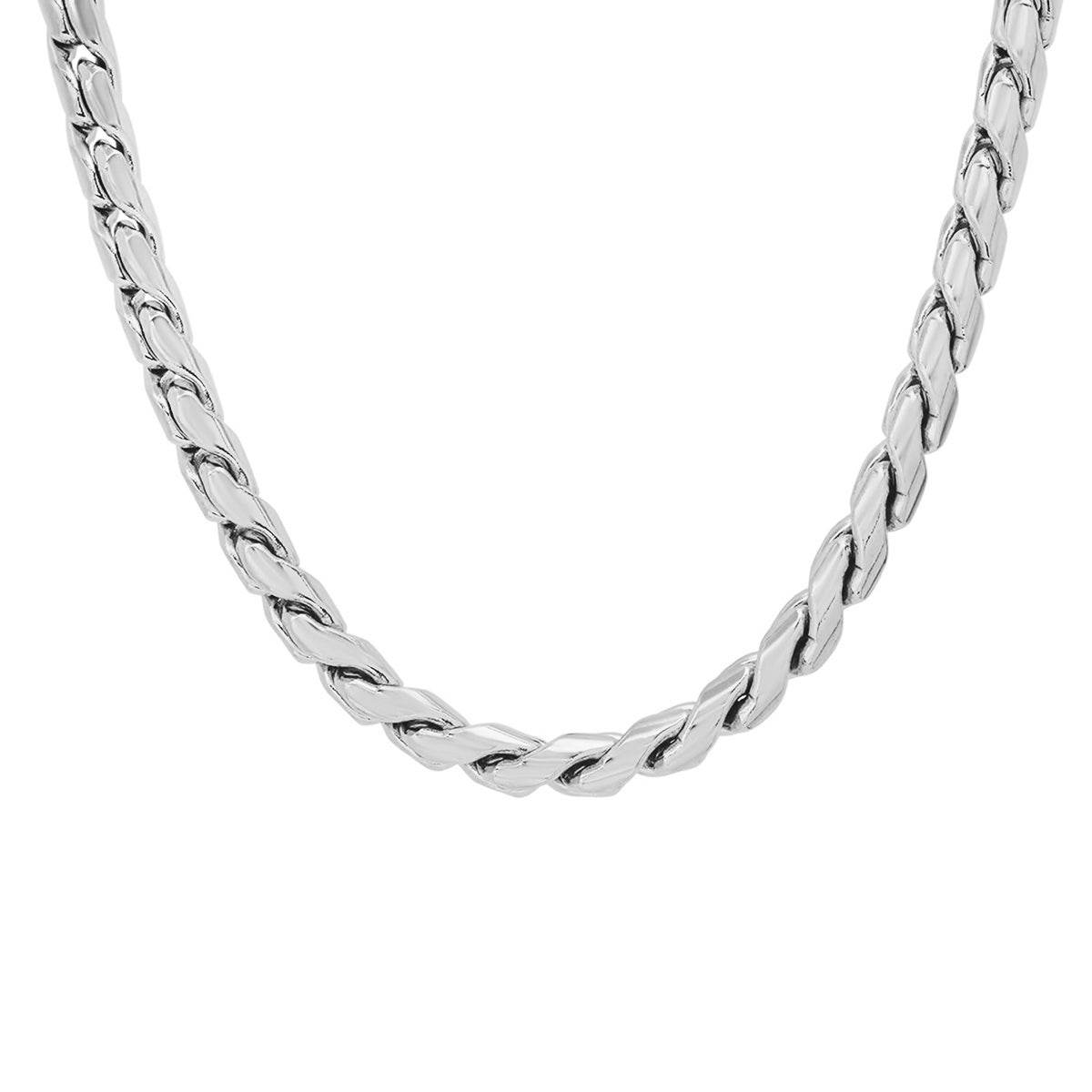 Sleek Single Strand Franco Chain Necklace - Steel Time