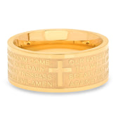 Wide Banded Lord's Prayer Ring - Steel Time