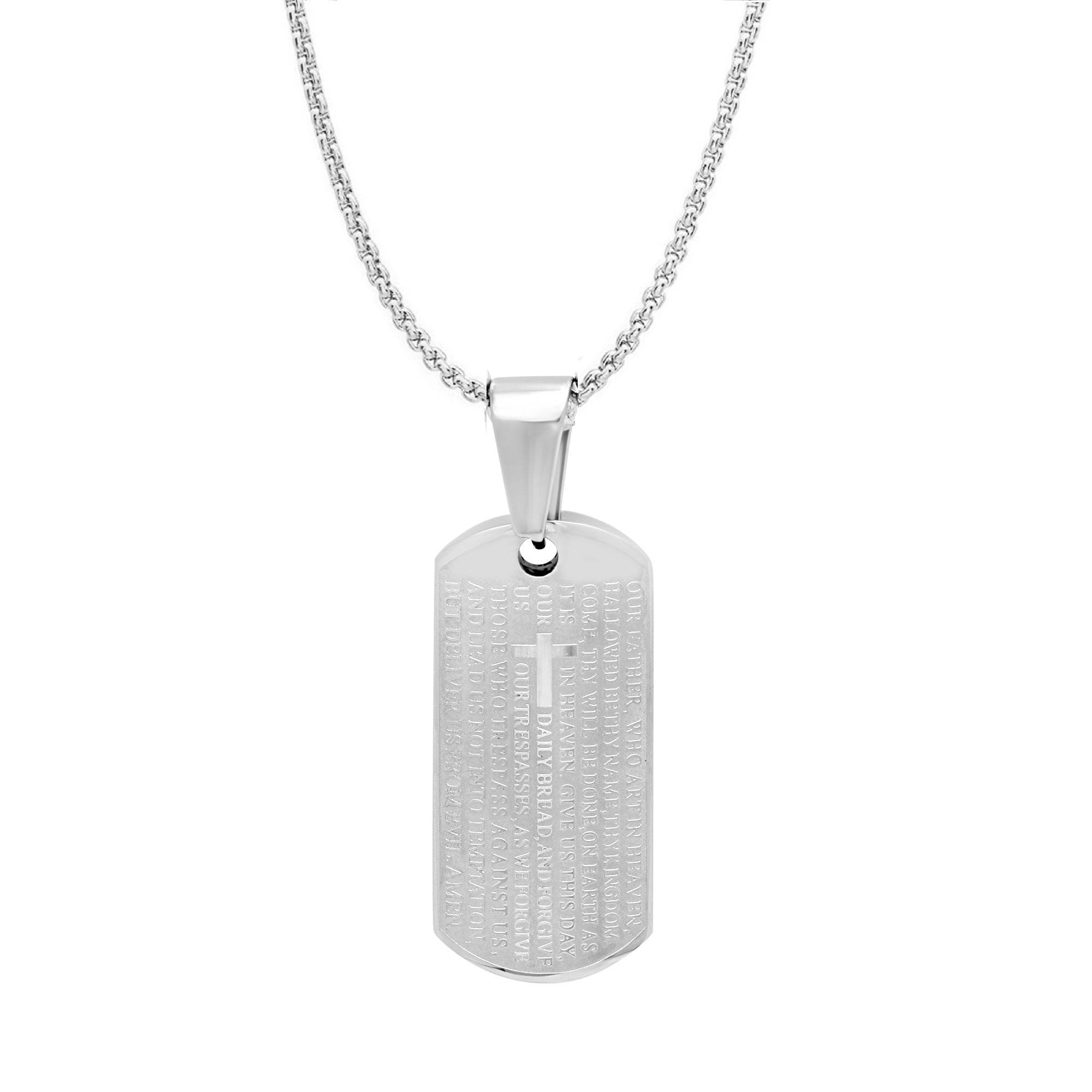 Lords Prayer Beveled Dog Tag - Steel Time