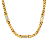 18K Gold Plated Franco Chain Necklace with Simulated Diamonds - Steel Time