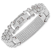 Pave Bicycle Chain Link ID Bracelet - Steel Time