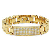 Pave Bicycle Chain Link ID Bracelet - Steel Time