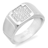 Box Cross Iced Out Statement Ring - Steel Time