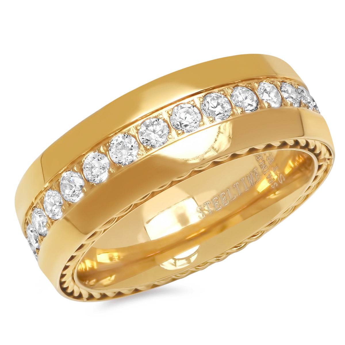 CZ Rope Accent Ring - Steel Time