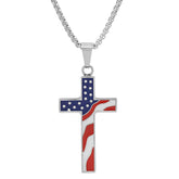 Americana Cross Pendant Necklace - Steel Time