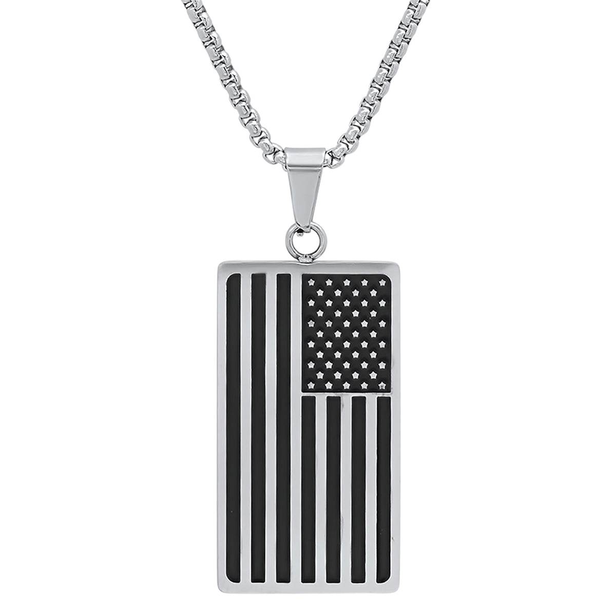 Monochrome Americana Pendant Necklace - Steel Time