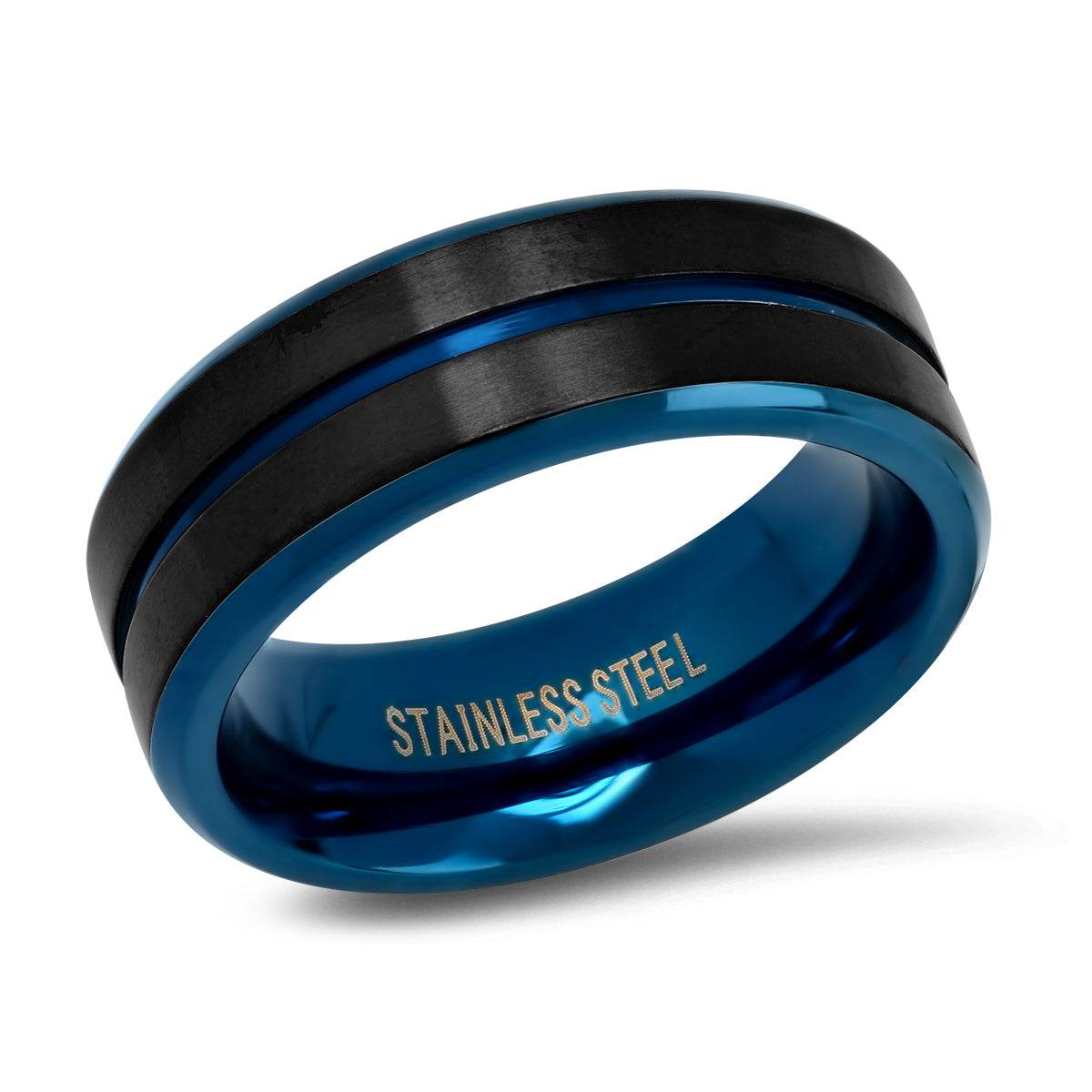 Blue Striped Ring Band - Steel Time