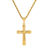 Detailed Crucifix Pendant - Steel Time