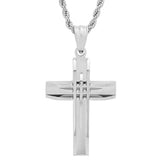 Accent Cut Cross Pendant Necklace - Steel Time