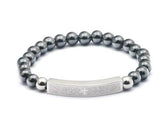 Lord's Prayer Hematite Beaded Stretch Bracelet - Steel Time