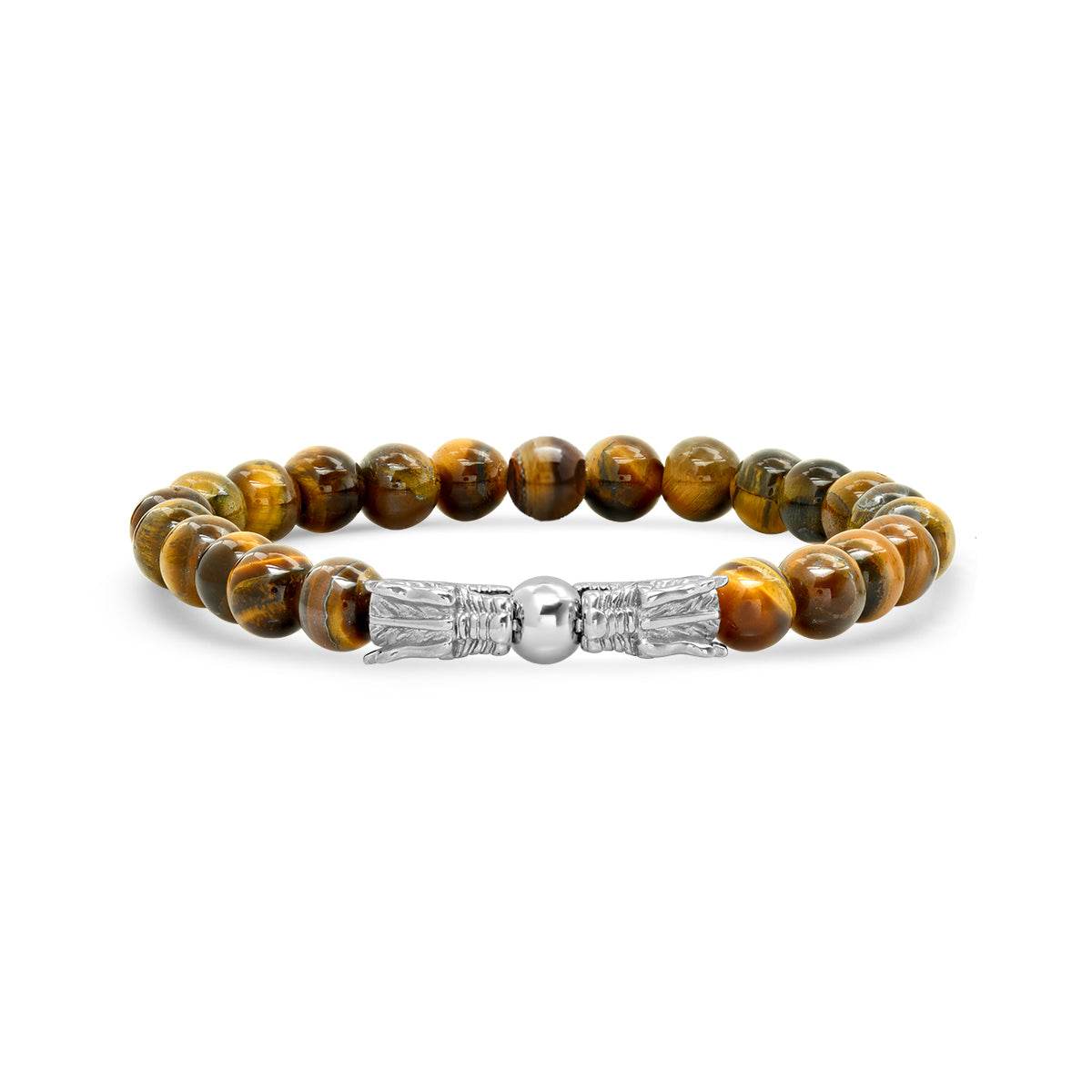 Dragon's Head Tiger Eye Stretch Bracelet - Steel Time
