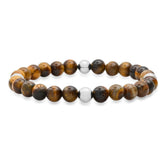 Tiger Eye Stretch Bracelet - Steel Time