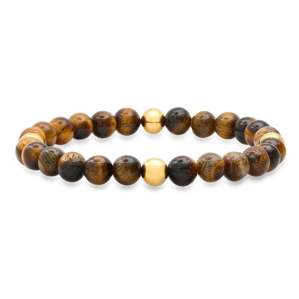 Tiger Eye Stretch Bracelet - Steel Time
