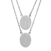 Virgin Mary Oval Scapular Necklace - Steel Time