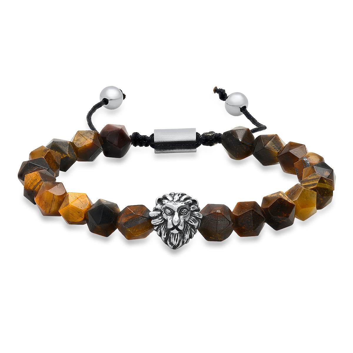 Lion's Head Tiger Eye Hex Bracelet - Steel Time