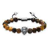 Lion's Head Tiger Eye Hex Bracelet - Steel Time