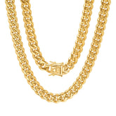 XXL Miami Cuban Link Luxe Lock Necklace - Steel Time
